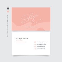 Minimalist Business Card Layout with Pink wave Accents