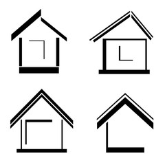 House symbol vector silhouette on white. Vector houses. Simple flat images of houses. Silhouettes of houses