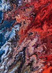 Bright artistic splashes. Abstract rough painting color texture. Modern futuristic pattern. Multicolor dynamic background. Fractal artwork for creative graphic design