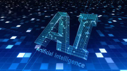 AI artificial intelligence digital network computer technology 3D illustration.
