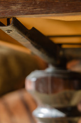 Metal Ceiling support under the roof of the porch.