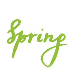 Fototapeta premium Spring hand lettering on paper. Vector illustration. Holiday typography design.