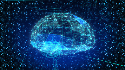 AI artificial intelligence digital network computer technology 3D illustration.