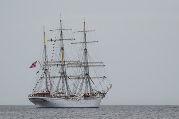 Fototapeta na wymiar SAILING SHIP - Beautiful three masted barque at sea