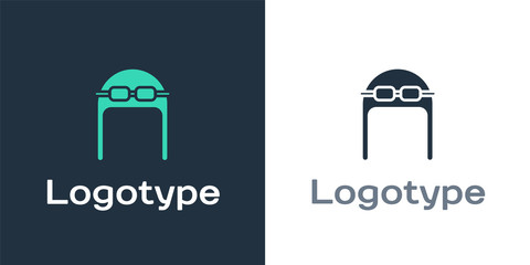 Logotype Aviator hat with goggles icon isolated on white background. Pilot hat. Logo design template element. Vector Illustration © Vadim