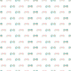 Summer picnic watercolor seamless pattern with sunglasses.