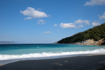 Obraz premium A beautiful beach on the island of Skopelos, Greece . her name is Kastani beach