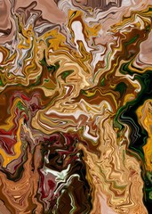 brown yellow green artistic splashes. Abstract rough painting color texture. Modern futuristic pattern. Multicolor dynamic background. Fractal artwork for creative graphic design