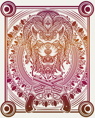 Illustration vector Lion head with floral pattern style good for print on demand(POD)