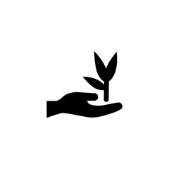 Hand and Leaf icon. Trendy Flat style for graphic design, logo, Web site, social media, UI, mobile app, EPS10