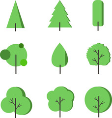 illustrator icon trees green color 