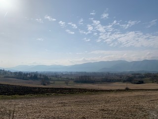 landscape with mountains and clouds