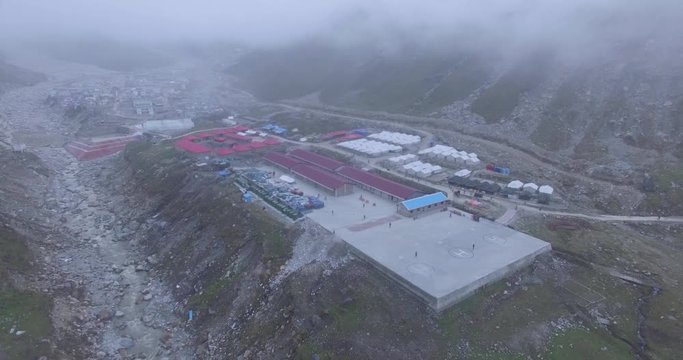 Route to Himalayas. Himalayan hills & mountainous river Ganga or Ganges. Beautiful scenery of Himalayan hills, Uttarakhand, India. Aerial view of Himalayan hills.Nature lovers.Travel India Uttarakhand