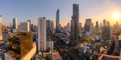 top view skyline bangkok - obrazy, fototapety, plakaty