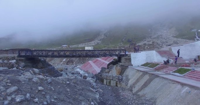 Route to Himalayas. Himalayan hills & mountainous river Ganga or Ganges. Beautiful scenery of Himalayan hills, Uttarakhand, India. Aerial view of Himalayan hills.Nature lovers.Travel India Uttarakhand
