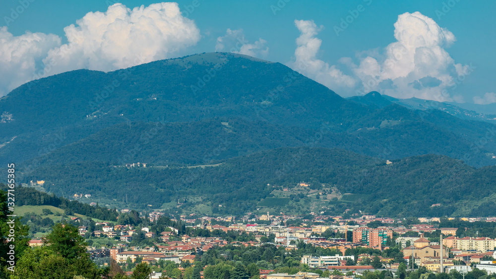 Wall mural View of medieval Bergamo timelapse - beautiful medieval town in north Italy