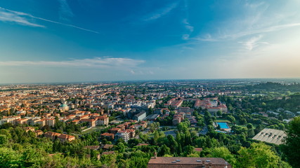 View of medieval Upper Bergamo timelapse - beautiful medieval town in north Italy