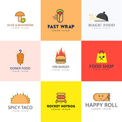  Burger Bar Flat Logo Vectors Pack 