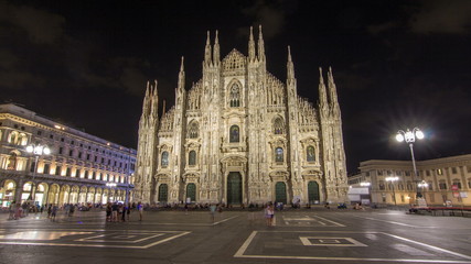 Fototapeta na wymiar Milan Cathedral night timelapse Duomo di Milano is the gothic cathedral church of Milan, Italy.