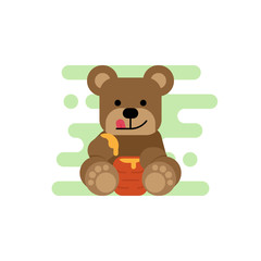 Obraz na płótnie Canvas cute bear eating honey, vector illustration