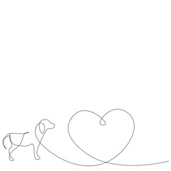 Dog beagle love heart background, vector illustration