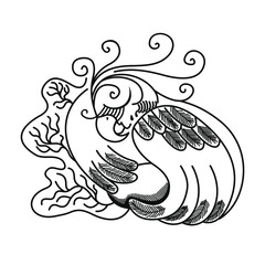 black and white tattoo bird hugs an egg with close eyes 