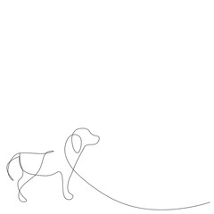 Dog beagle one line drawing vector illustration