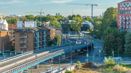 Modern buildings in the new area of Portello timelapse, Milan, Italy