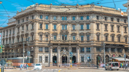 Cordusio Square with Palace of the Italian Credit timelapse