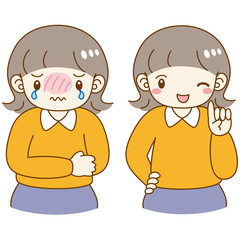 泣く　女の子　涙　かわいい　指差す　笑顔　セット