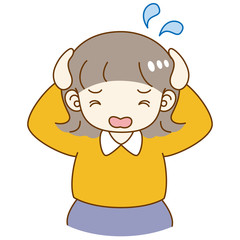 女の子　困る　焦る　考える　疑問