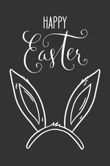 Happy Easter greeting card with bunny ears