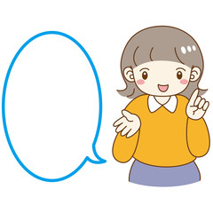 説明する　女の子　フキダシ付き　シンプル　可愛い