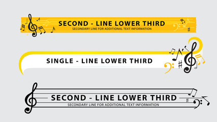 Vector  lower third or television news bar design template with music notes theme isolated on white background