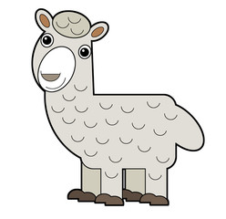 cartoon scene with american animal alpaca on white background illustration