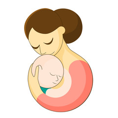 Woman and the newborn baby. Vector color image.