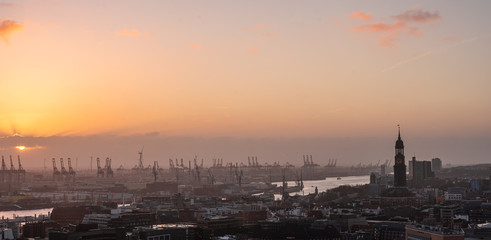 Aerial view of the port of Hamburg, Hamburg, Germany