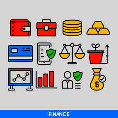 Set of finance icon illustration. concept logo. finance logo monoline