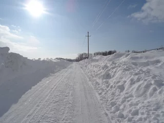 Fotobehang road in winter in snow © Marina
