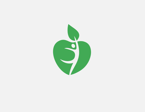 Bright logo icon apple and human figure for your company