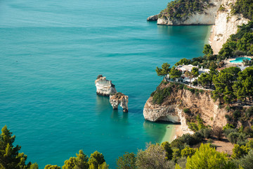 Panoramic sight of the famous Baia delle Zagare in the Gargano national park