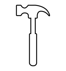 Hammer line icon silhouette isolated on a white background