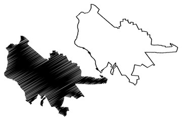Craiova City (Republic of Romania) map vector illustration, scribble sketch City of Craiova map