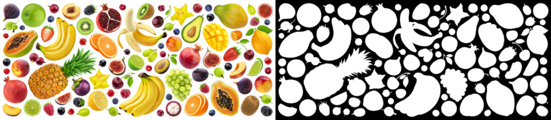 Fruits and berries collection with alpha channel
