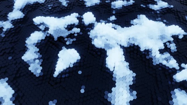 Footage of hexagon waving and transform to world map