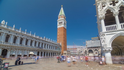 View of the Campanile di San Marco and Palazzo Ducale, from San Giorgio Maggiore timelapse ,...