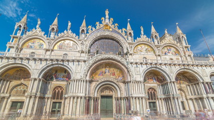 Basilica of St Mark timelapse . It is cathedral church of Roman Catholic Archdiocese of Venice
