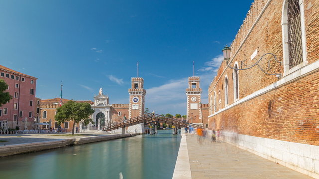 Entrance to the Arsenale timelapse , Venice, Veneto, Itlay