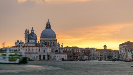 Obraz na płótnie Canvas Basilica Santa Maria della Salute at sunset timelapse, Venezia, Venice, Italy