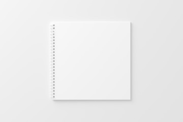 Square Spiral Notebook Notepad White Blank 3D Rendering Mockup